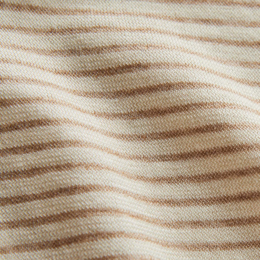 Stoffprobe Bio-Baumwolle Single Jersey (GOTS) farbig gewachsen | braun-natur gestreift JuleStoff