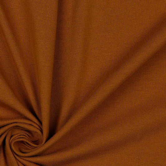 Bio-Baumwolle Basic Jersey Stoff (GOTS) uni | goldbraun JuleStoff