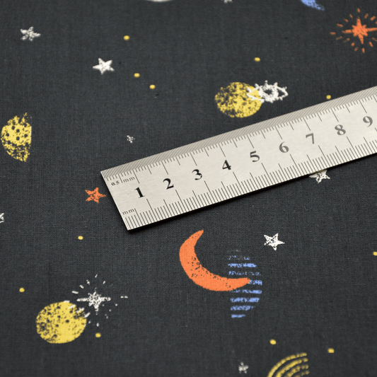 Stoffprobe Bio-Baumwolle Popeline Stoff (GOTS) Galaxie | schwarz JuleStoff