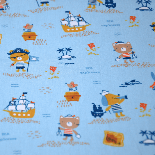 Bio-Baumwolle Popeline (GOTS) Piraten | hellblau JuleStoff