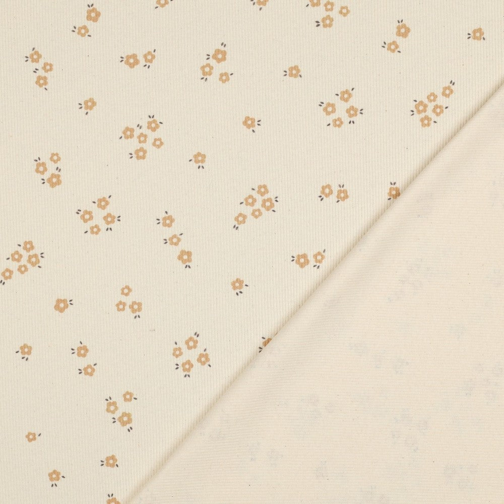 Bio-Baumwolle Rippjersey (GOTS) | Blümchen natur