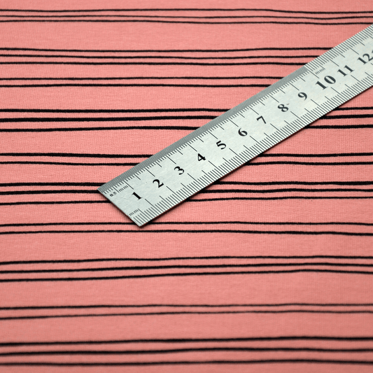 Bio-Baumwolle Soft Sweatstoff (GOTS) Streifen| rosa JuleStoff