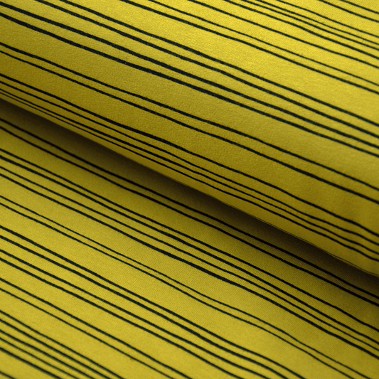 Stoffprobe Bio-Baumwolle Soft Sweatstoff (GOTS) Streifen| senfgelb JuleStoff