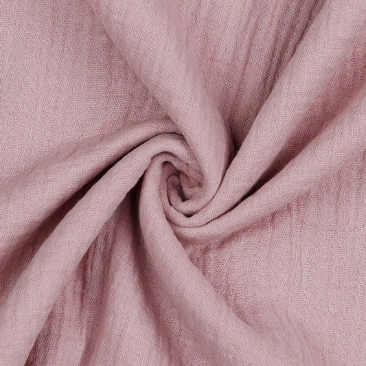Bio-Baumwolle Musselin/Double Gauze Stoff (GOTS) uni | altrosa JuleStoff