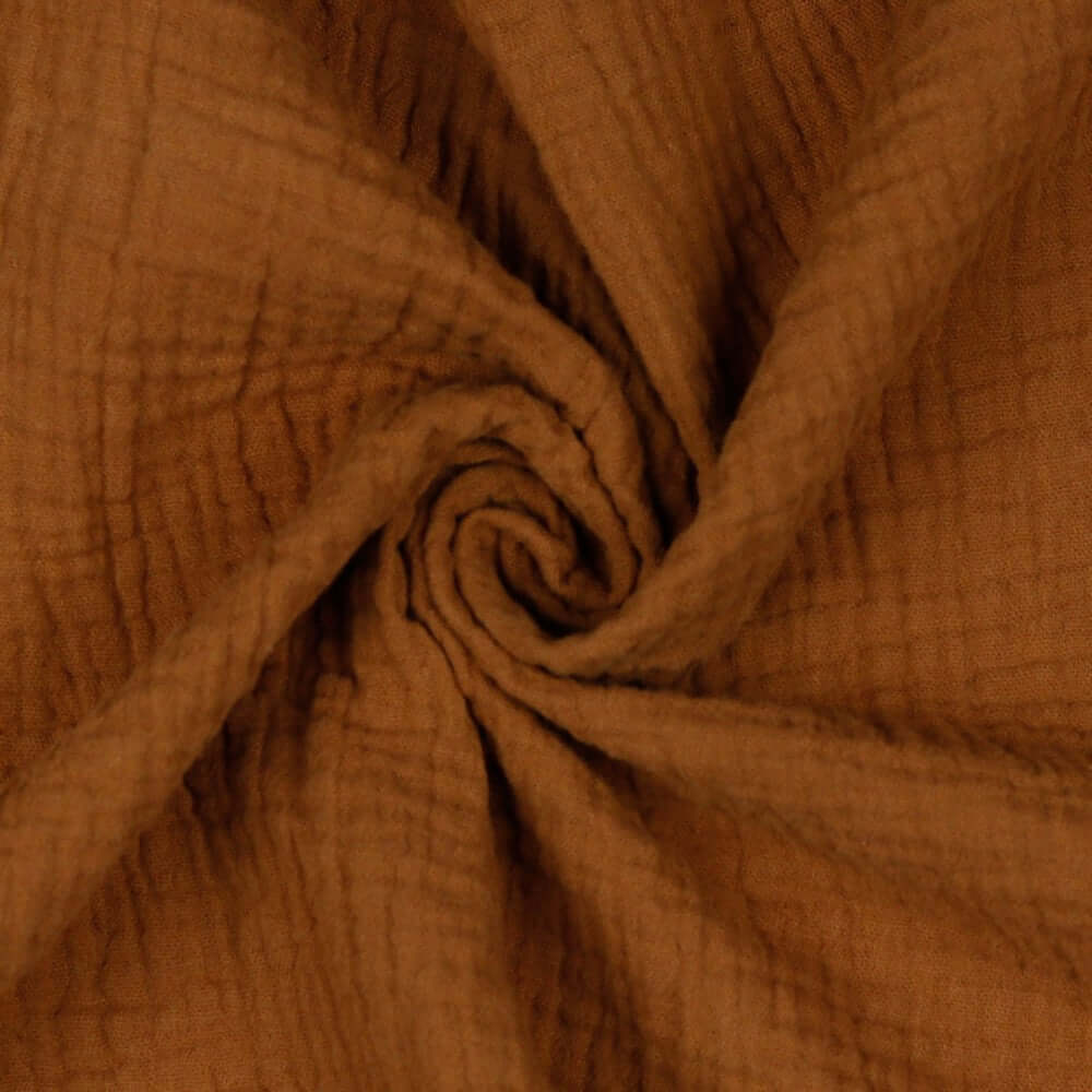 Stoffprobe Bio-Baumwolle Musselin/Double Gauze Stoff (GOTS) uni | cognac JuleStoff