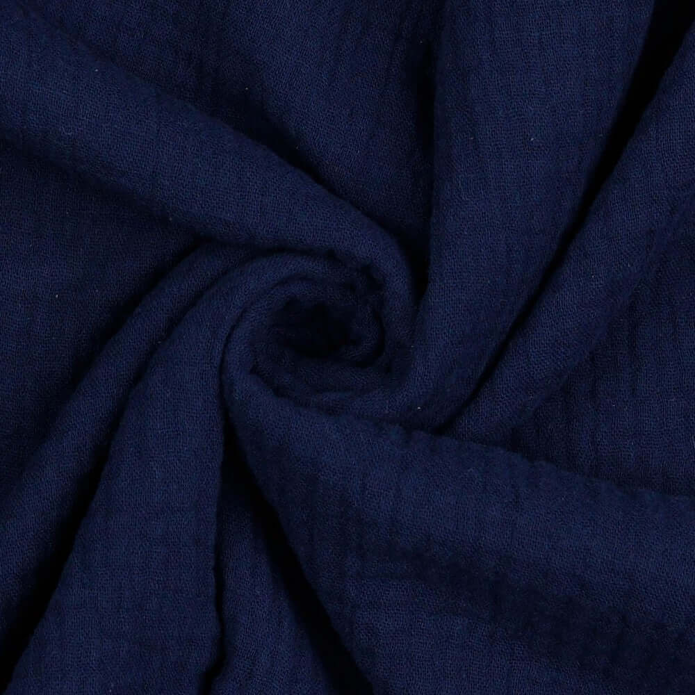 Bio-Baumwolle Musselin/Double Gauze Stoff (GOTS) uni | navy JuleStoff