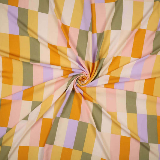 Stoffprobe ECOVERO™ Viskose Webstoff Subway Tile | gelb-khaki JuleStoff