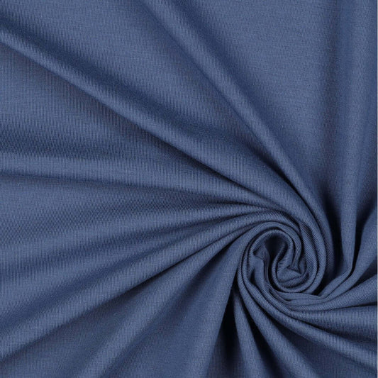 Stoffprobe Bio-Baumwolle Basic Jersey Stoff (GOTS) uni | indigoblau JuleStoff