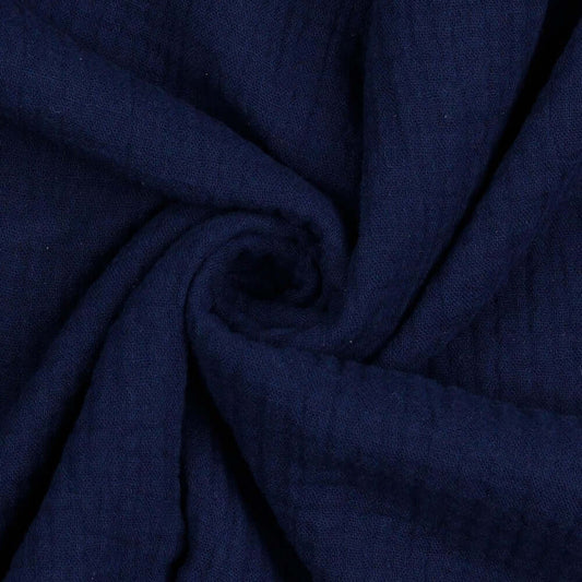 Stoffprobe Bio-Baumwolle Musselin/Double Gauze Stoff (GOTS) uni | navy JuleStoff