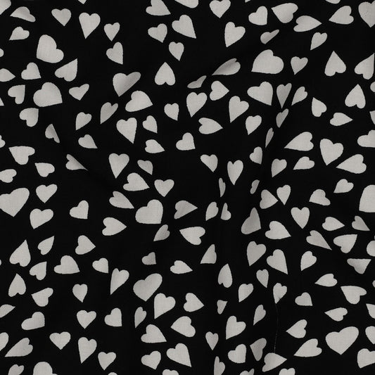 ECOVERO™ Viskose Webstoff Herzen | schwarz-weiß