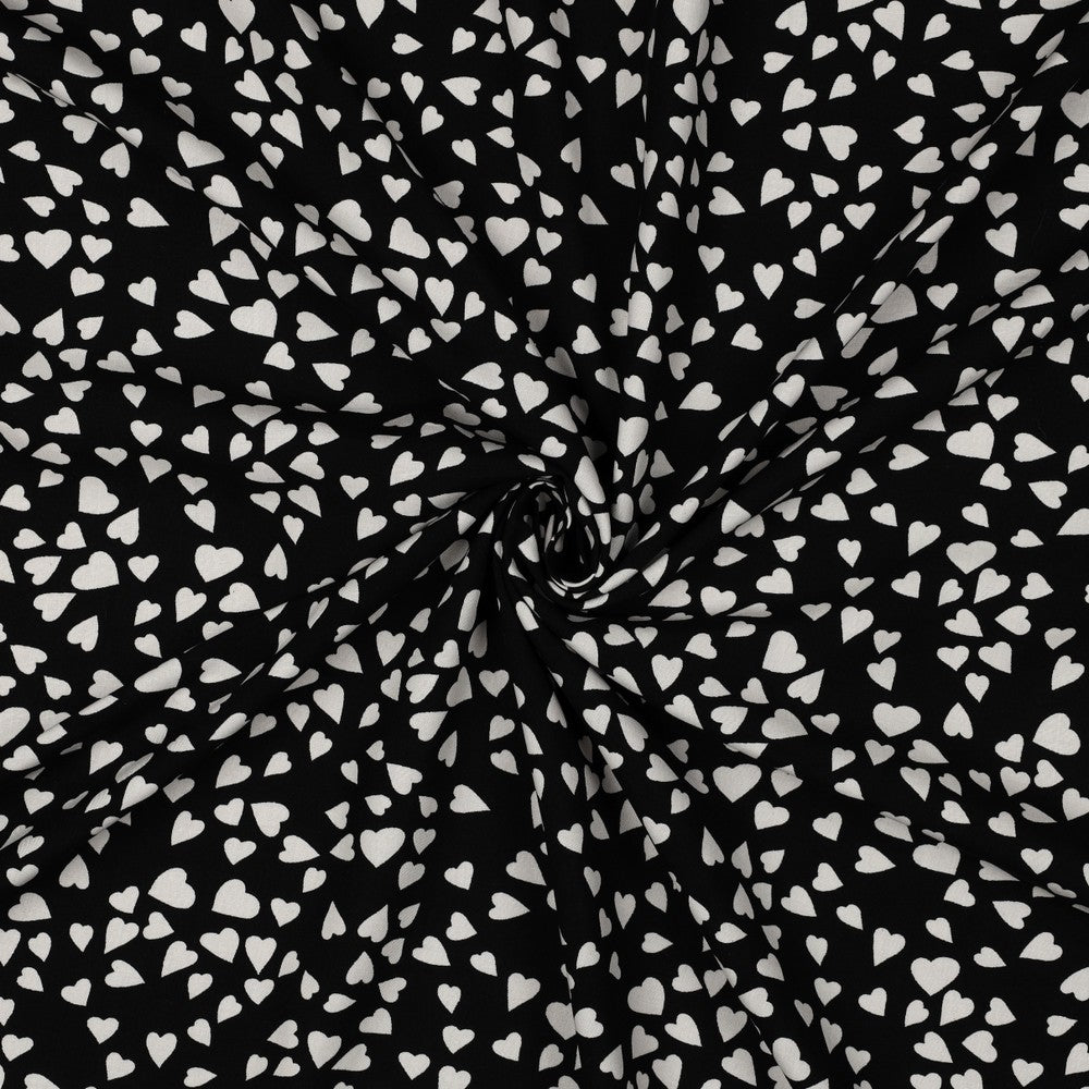 ECOVERO™ Viskose Webstoff Herzen | schwarz-weiß