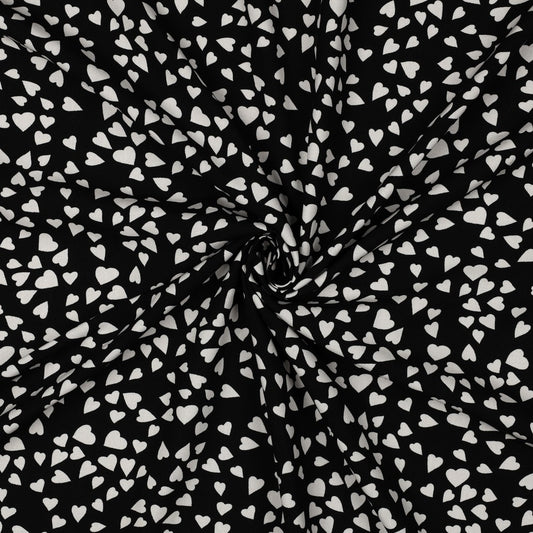 ECOVERO™ Viskose Webstoff Herzen | schwarz-weiß