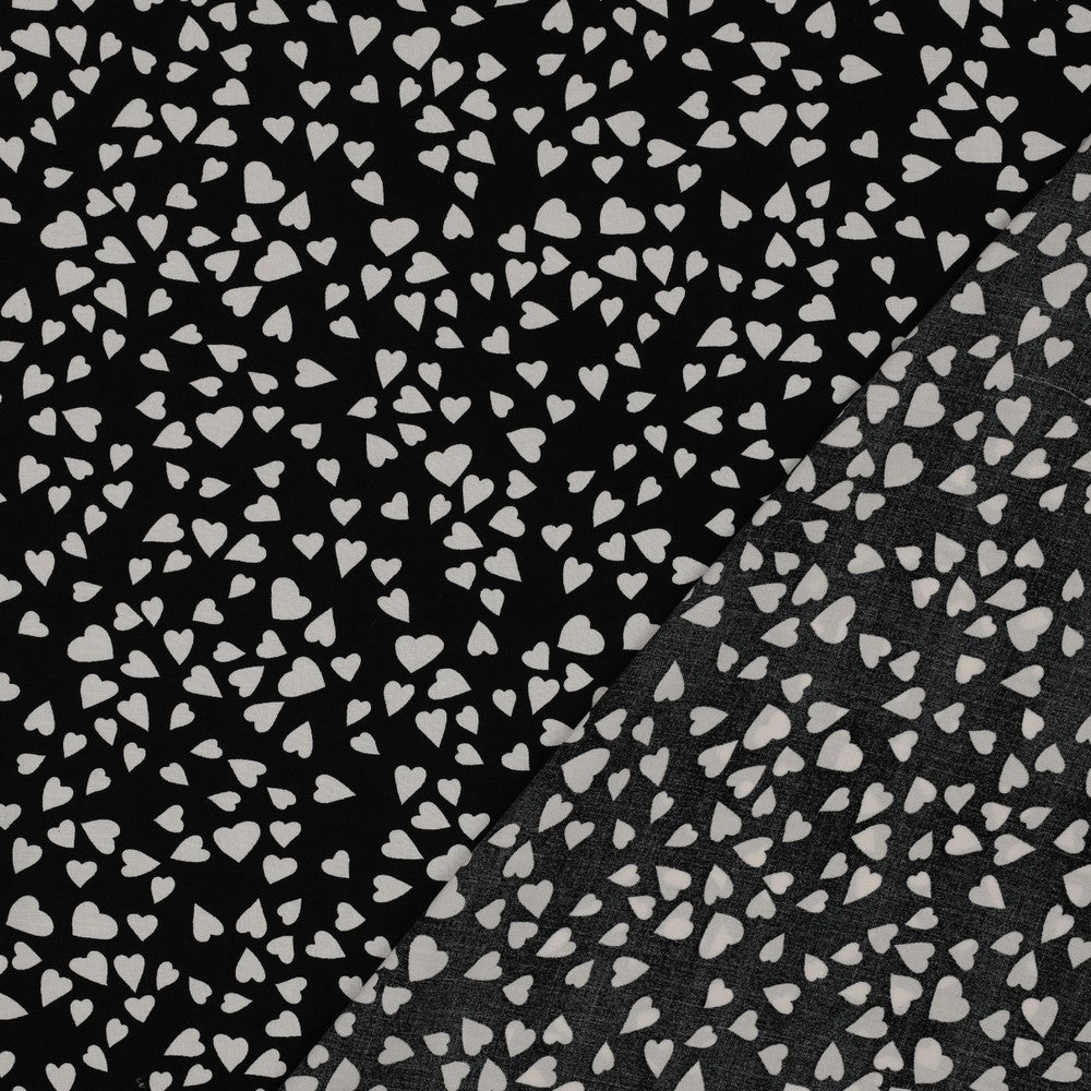 ECOVERO™ Viskose Webstoff Herzen | schwarz-weiß